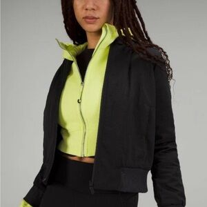 Lululemon NWT Non Stop Bomber Jacket Black Reversible Insulated Primalaft Size 8